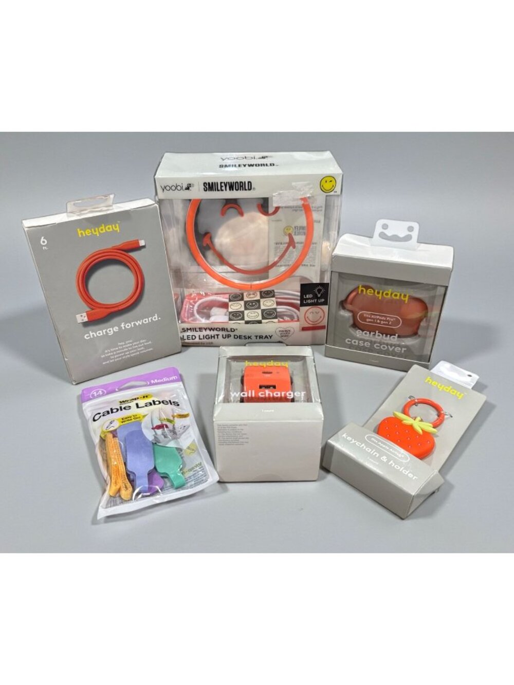 Heyday & SmileyWorld Accessories Bundle: Wall Charger, Charging Cable, LED Tray,